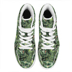 T-Rex Dinosaur And Jurassic Plants Print High Top Leather Sneakers