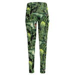 T-Rex Dinosaur And Jurassic Plants Print High-Waisted Pocket Leggings