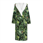 T-Rex Dinosaur And Jurassic Plants Print Hooded Bathrobe