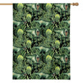 T-Rex Dinosaur And Jurassic Plants Print House Flag