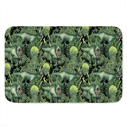 T-Rex Dinosaur And Jurassic Plants Print Indoor Door Mat