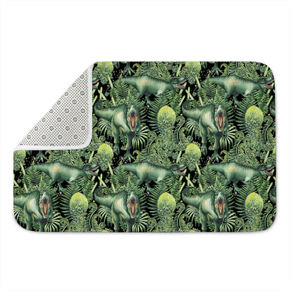 T-Rex Dinosaur And Jurassic Plants Print Indoor Door Mat