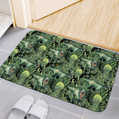 T-Rex Dinosaur And Jurassic Plants Print Indoor Door Mat