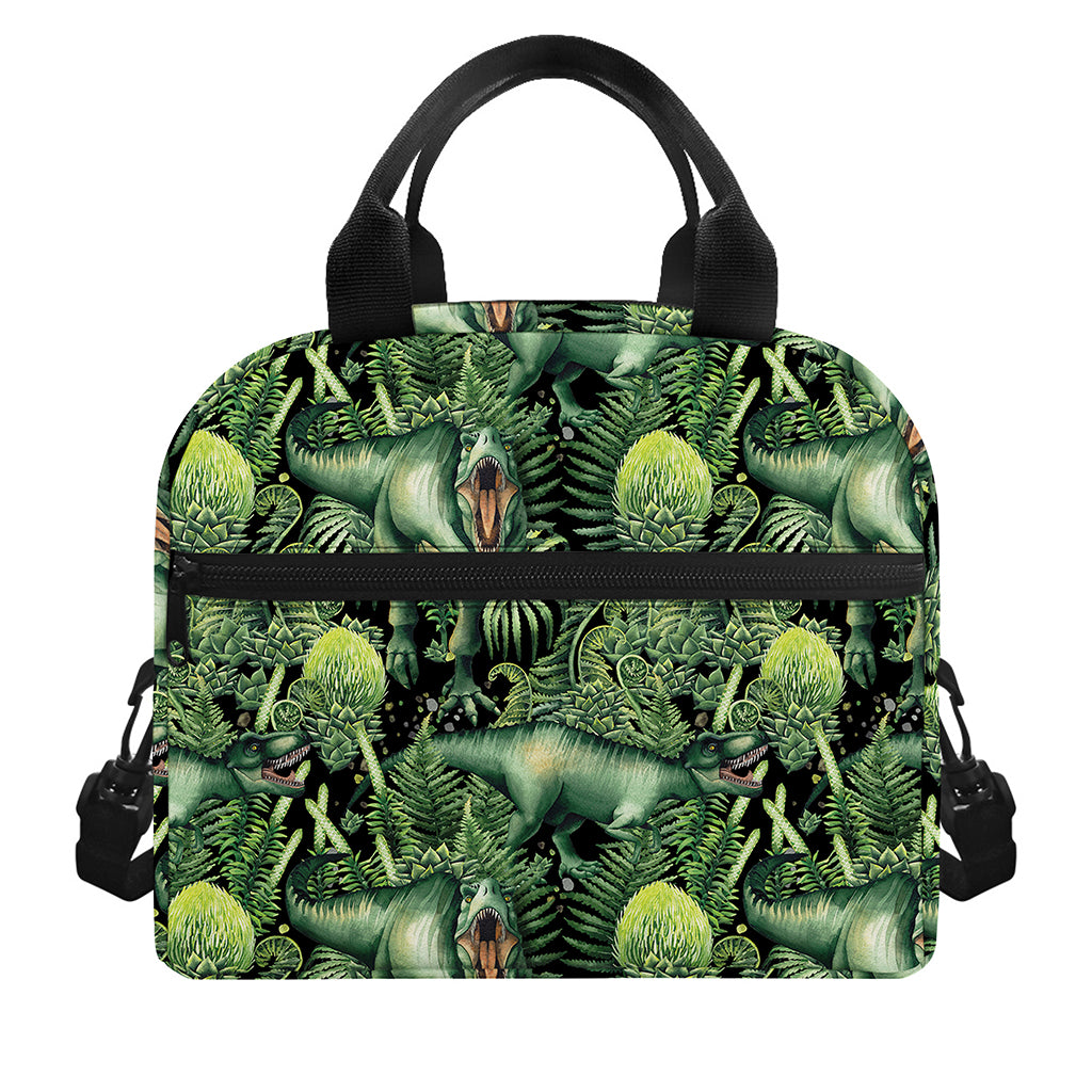 T-Rex Dinosaur And Jurassic Plants Print Insulated Lunch Bag