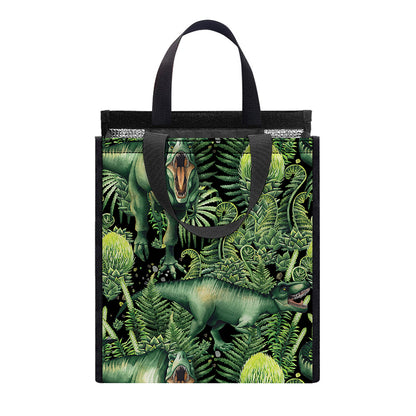 T-Rex Dinosaur And Jurassic Plants Print Insulated Lunch Tote