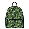 T-Rex Dinosaur And Jurassic Plants Print Leather Backpack