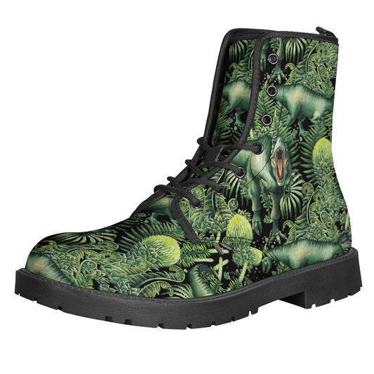 T-Rex Dinosaur And Jurassic Plants Print Backpack