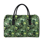 T-Rex Dinosaur And Jurassic Plants Print Leather Duffle Bag