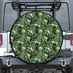 T-Rex Dinosaur And Jurassic Plants Print Leather Spare Tire Cover
