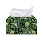 T-Rex Dinosaur And Jurassic Plants Print Leather Tissue Box Cover
