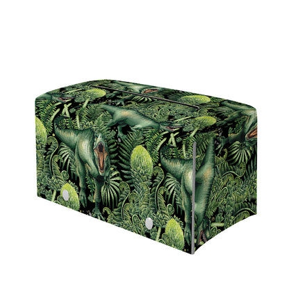 T-Rex Dinosaur And Jurassic Plants Print Leather Tissue Box Cover