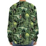 T-Rex Dinosaur And Jurassic Plants Print Long Sleeve Baseball Jersey