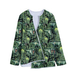 T-Rex Dinosaur And Jurassic Plants Print Long Sleeve Short Coat