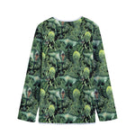 T-Rex Dinosaur And Jurassic Plants Print Long Sleeve Short Coat