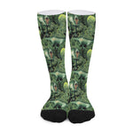T-Rex Dinosaur And Jurassic Plants Print Long Socks