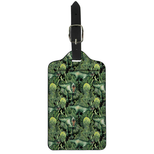 T-Rex Dinosaur And Jurassic Plants Print Luggage Tag