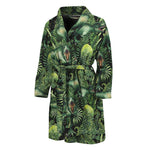 T-Rex Dinosaur And Jurassic Plants Print Men's Bathrobe