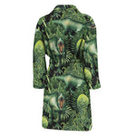 T-Rex Dinosaur And Jurassic Plants Print Men's Bathrobe