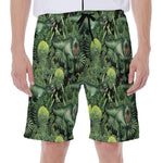 T-Rex Dinosaur And Jurassic Plants Print Men's Beach Shorts