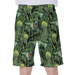 T-Rex Dinosaur And Jurassic Plants Print Men's Beach Shorts