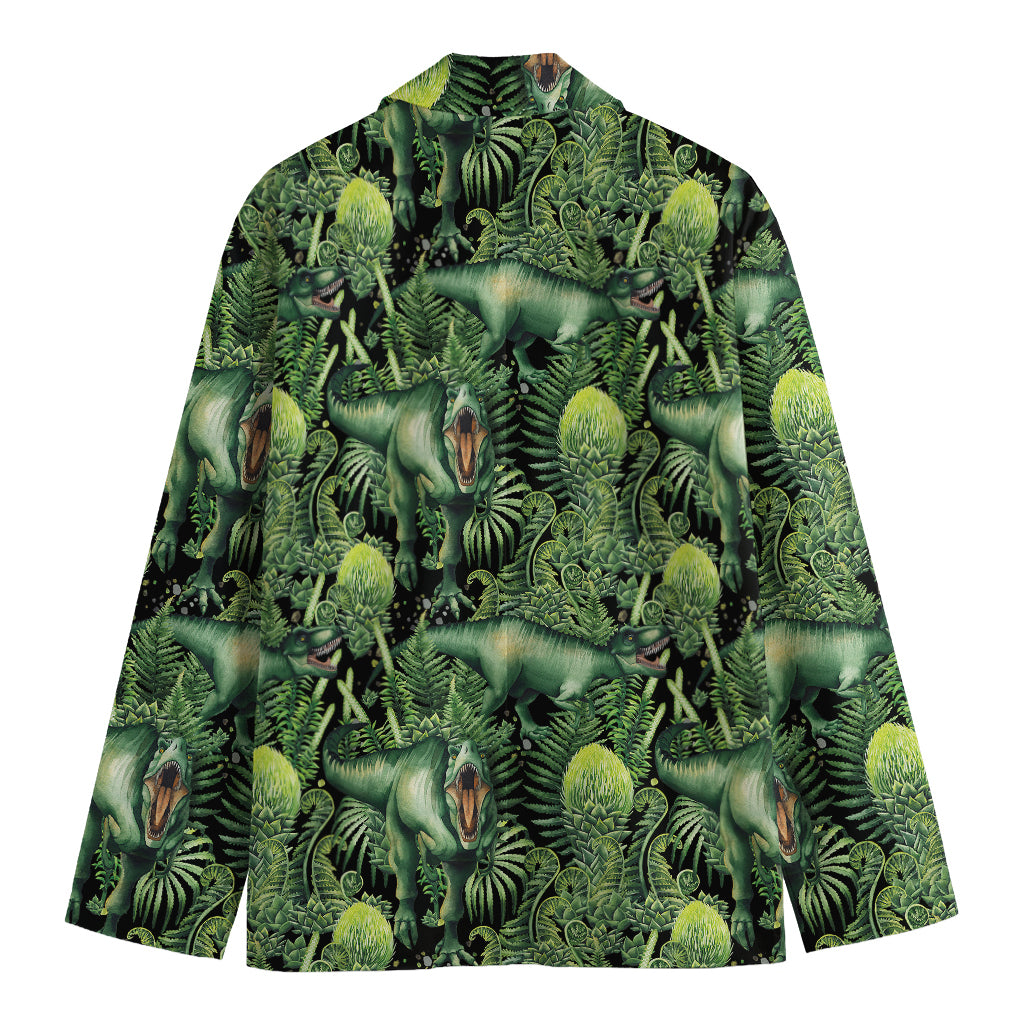 T-Rex Dinosaur And Jurassic Plants Print Men's Cotton Blazer