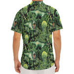T-Rex Dinosaur And Jurassic Plants Print Men's Deep V-Neck Shirt