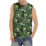 T-Rex Dinosaur And Jurassic Plants Print Men's Fitness Tank Top