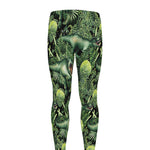 T-Rex Dinosaur And Jurassic Plants Print Men's leggings
