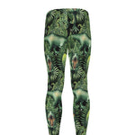 T-Rex Dinosaur And Jurassic Plants Print Men's leggings