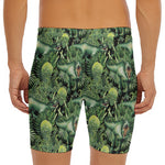 T-Rex Dinosaur And Jurassic Plants Print Men's Long Boxer Briefs