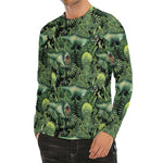 T-Rex Dinosaur And Jurassic Plants Print Men's Long Sleeve Rash Guard