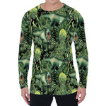 T-Rex Dinosaur And Jurassic Plants Print Men's Long Sleeve T-Shirt