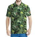 T-Rex Dinosaur And Jurassic Plants Print Men's Polo Shirt