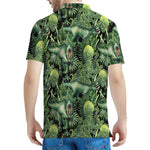 T-Rex Dinosaur And Jurassic Plants Print Men's Polo Shirt