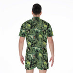 T-Rex Dinosaur And Jurassic Plants Print Men's Rompers