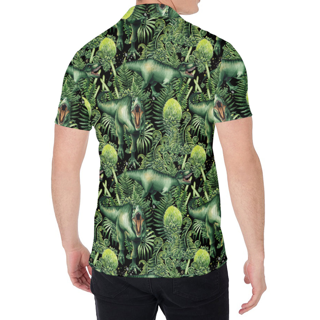 T-Rex Dinosaur And Jurassic Plants Print Men's Shirt