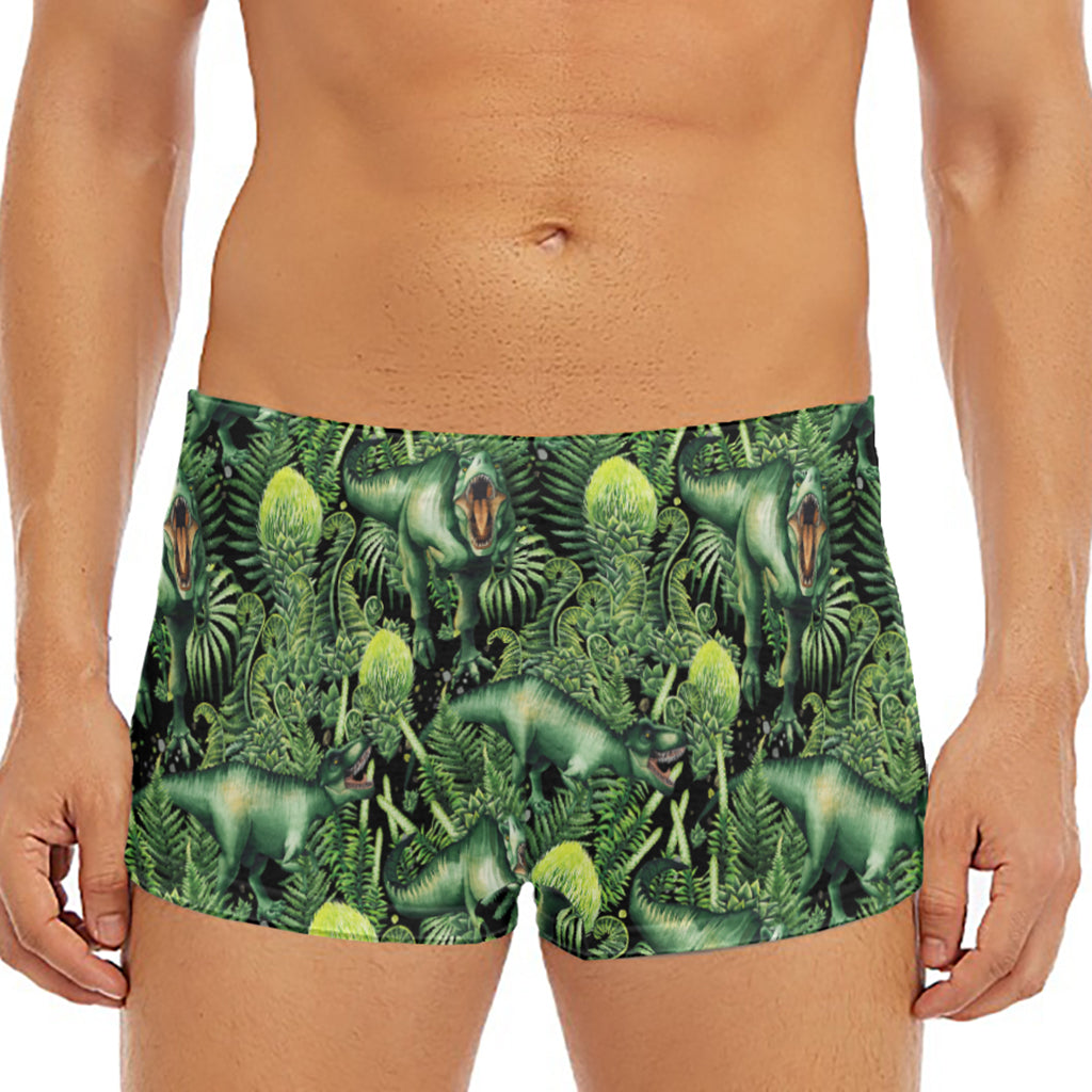 T-Rex Dinosaur And Jurassic Plants Print Men's Short Boxer Briefs
