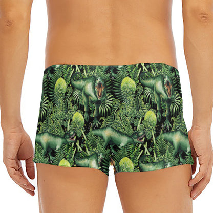 T-Rex Dinosaur And Jurassic Plants Print Men's Short Boxer Briefs
