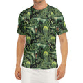 T-Rex Dinosaur And Jurassic Plants Print Men's Short Sleeve Rash Guard