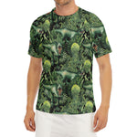 T-Rex Dinosaur And Jurassic Plants Print Men's Short Sleeve Rash Guard