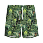 T-Rex Dinosaur And Jurassic Plants Print Men's Sports Shorts