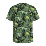 T-Rex Dinosaur And Jurassic Plants Print Men's Sports T-Shirt