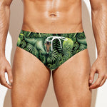T-Rex Dinosaur And Jurassic Plants Print Men's Swim Briefs