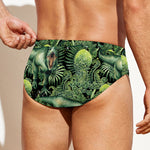 T-Rex Dinosaur And Jurassic Plants Print Men's Swim Briefs