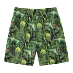 T-Rex Dinosaur And Jurassic Plants Print Men's Swim Trunks