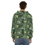 T-Rex Dinosaur And Jurassic Plants Print Men's Velvet Pullover Hoodie