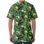 T-Rex Dinosaur And Jurassic Plants Print Men's Velvet T-Shirt