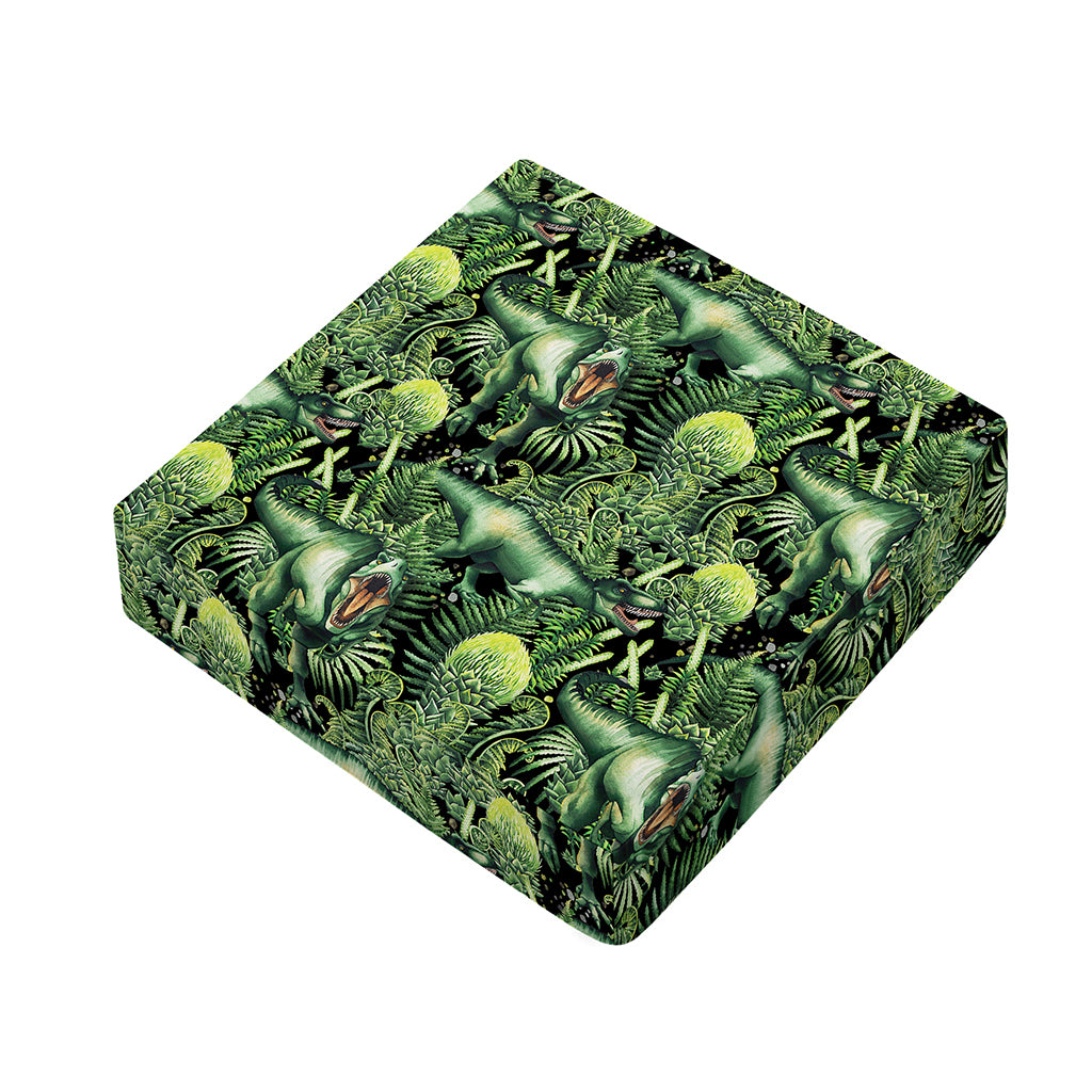 T-Rex Dinosaur And Jurassic Plants Print Outdoor Seat Cushion Cover