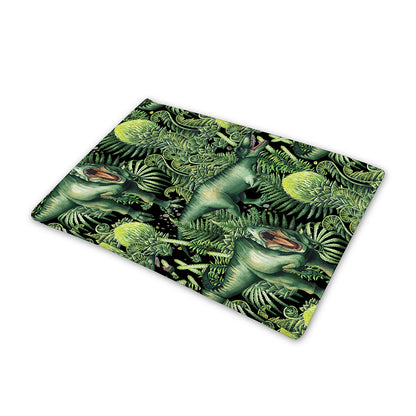 T-Rex Dinosaur And Jurassic Plants Print Pet Cooling Mat Cover