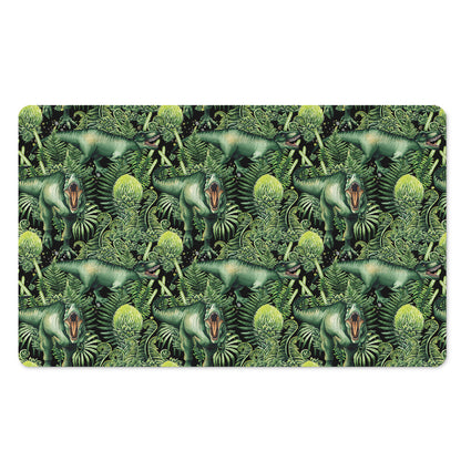 T-Rex Dinosaur And Jurassic Plants Print Polyester Doormat